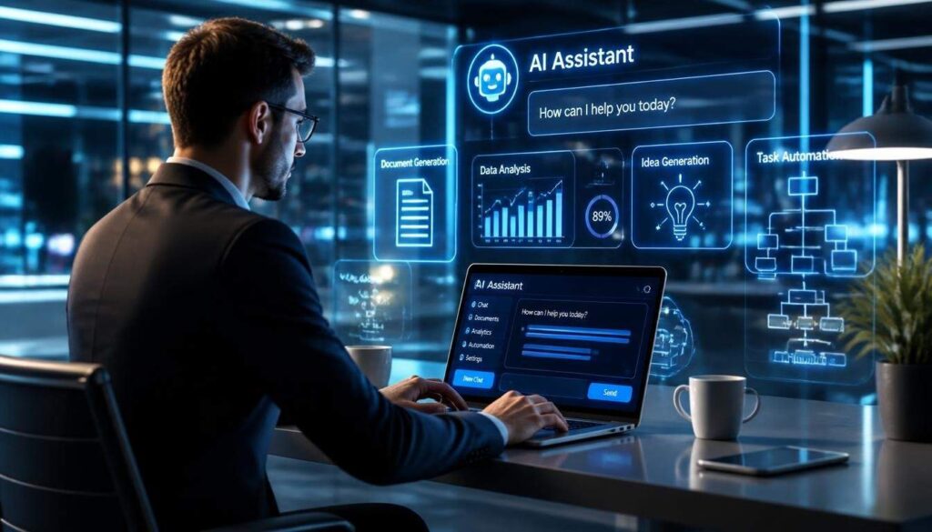 ChatGPT AI assistant improving workplace productivity and workflow automation