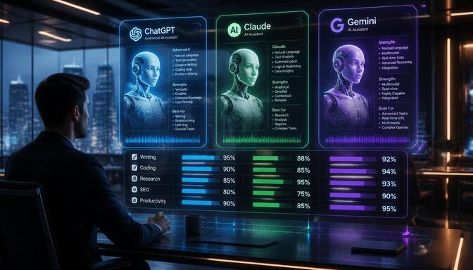 Writing quality comparison between ChatGPT Claude and Gemini