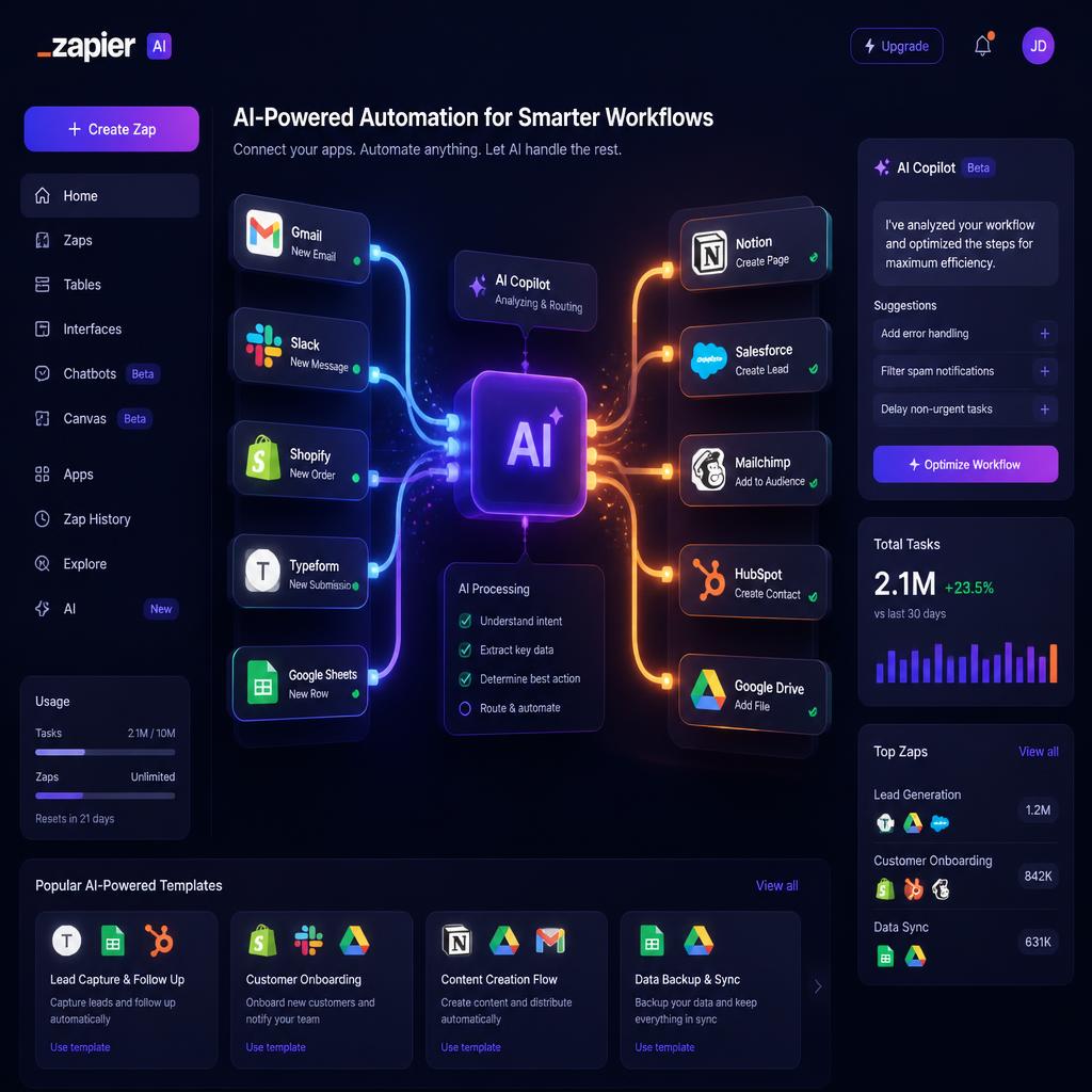 Zapier AI automation workflow connecting business applications