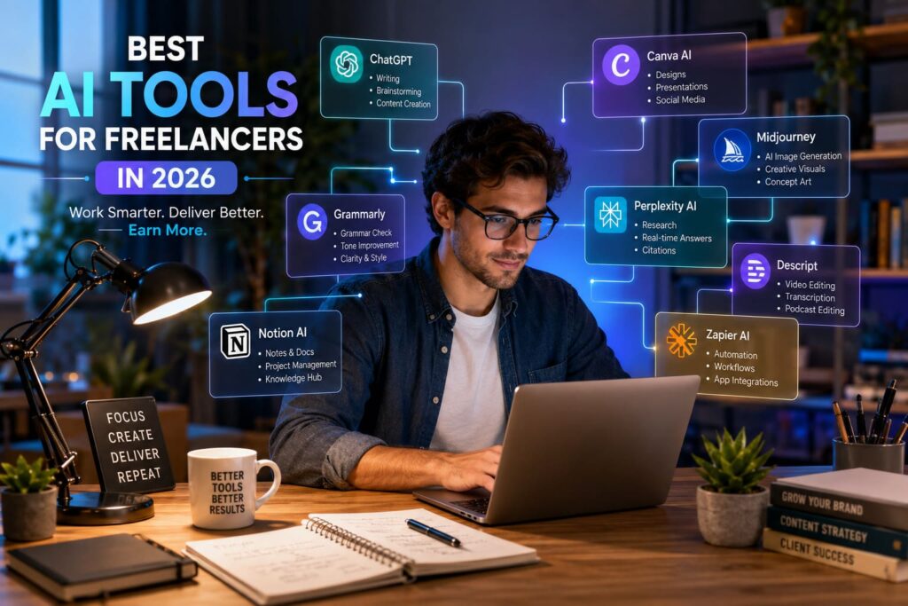 Best AI tools helping freelancers improve productivity and grow their business in 2026.