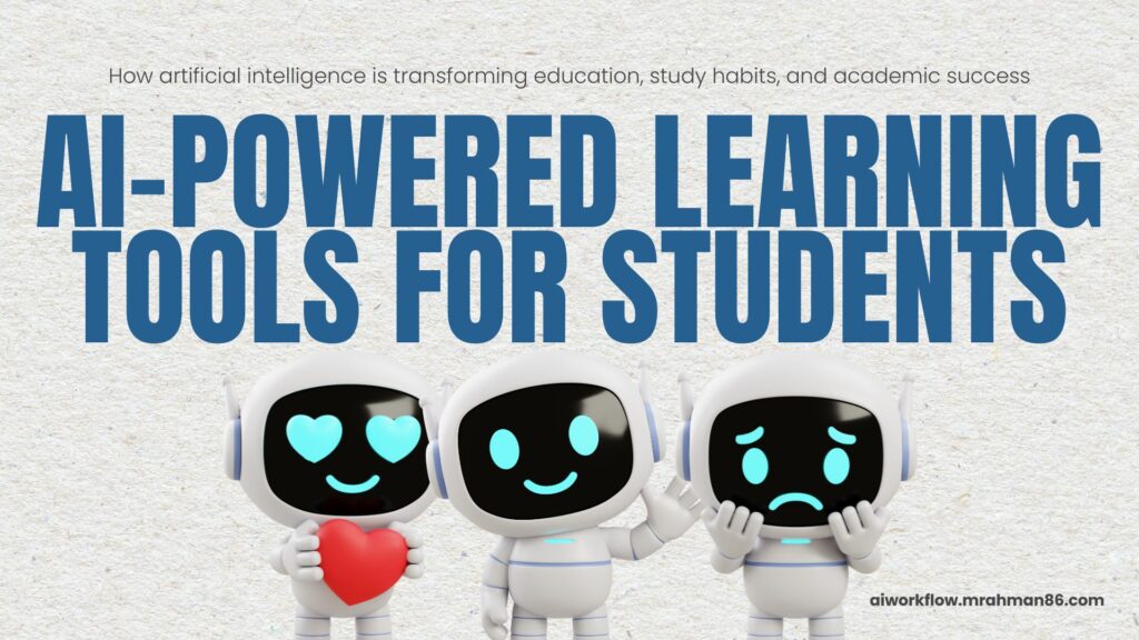 Best AI tools for students to study smarter shown on a laptop screen