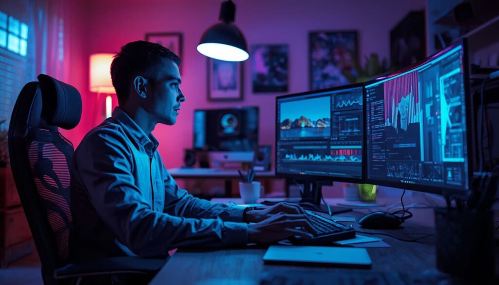 Freelancer creating content faster with artificial intelligence.
