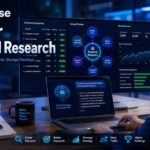 How to Use AI for Keyword Research_AI-powered keyword research workflow with SEO dashboard, search analytics, and keyword clusters