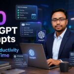 Professional using 100 ChatGPT prompts to boost productivity and save time across daily work tasks.