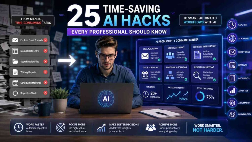 Professional using time-saving AI hacks to automate daily work